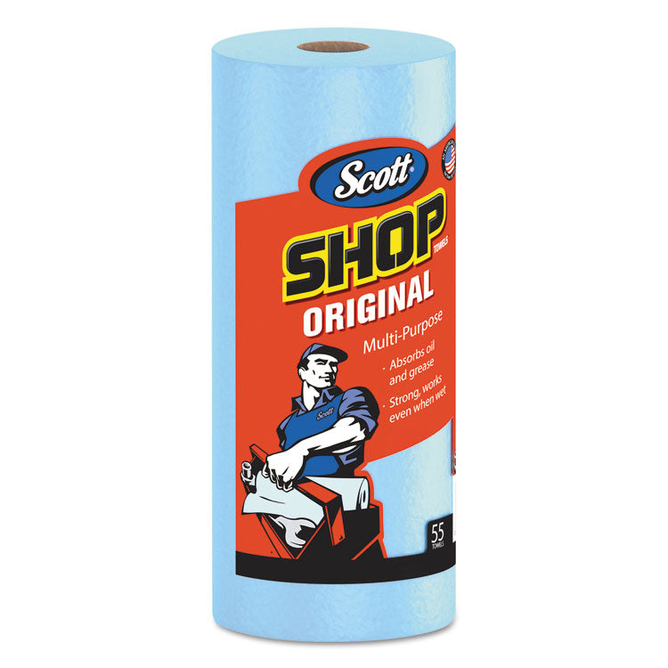 Scott - Shop Towels, Standard Roll, 1-Ply, 9.4 x 11, Blue, 55/Roll, 30 Rolls/Carton