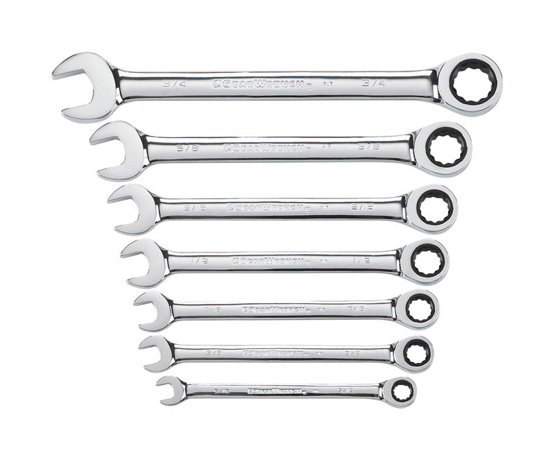 GEARWRENCH - GearWrench 12 Point SAE Ratcheting Combination Wrench Set 7 pc