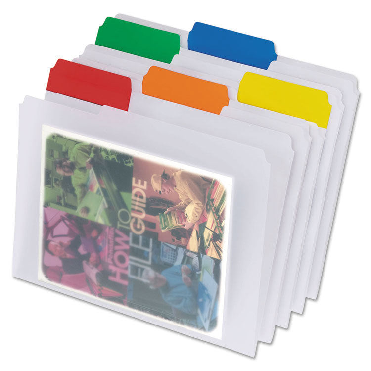 Pendaflex - Poly File Folders, 1/3-Cut Tabs: Assorted, Letter Size, Clear, 25/Box