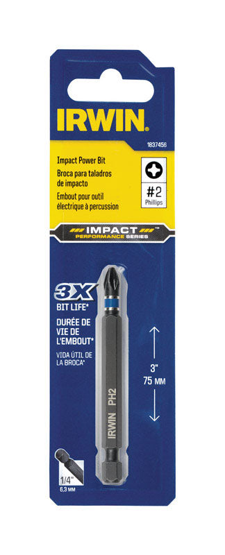 IRWIN - Irwin Impact Performance Series Phillips #2 X 3 in. L Power Bit S2 Tool Steel 1 pk