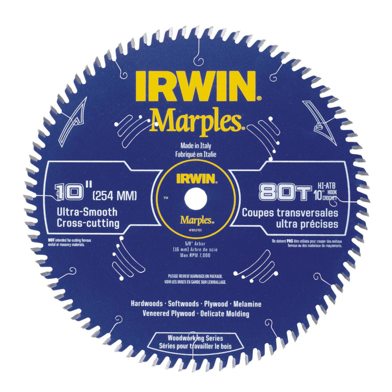 IRWIN - Irwin Marples 10 in. D X 5/8 in. Woodworking Carbide Circular Saw Blade 80 teeth 1 pk