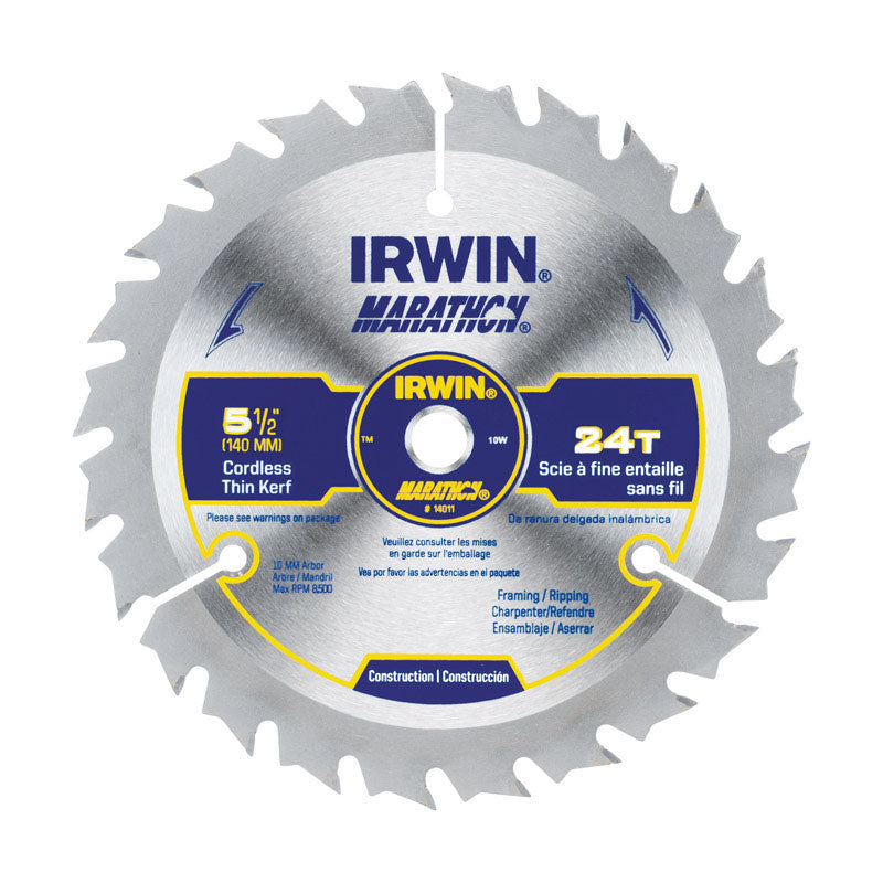 IRWIN - Irwin Marathon 5-1/2 in. D X 10 mm Carbide Circular Saw Blade 24 teeth 1 pk