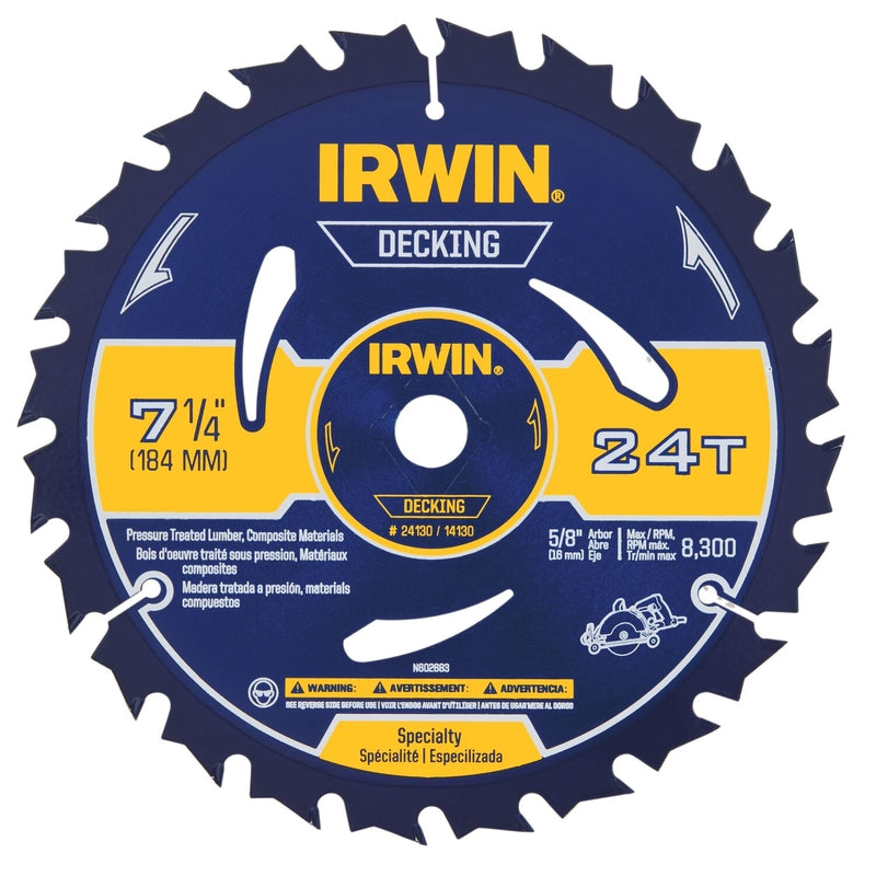 IRWIN - Irwin Marathon 7-1/4 in. D X 5/8 in. Carbide Circular Saw Blade 24 teeth 1 pk - Case of 10 [24130]