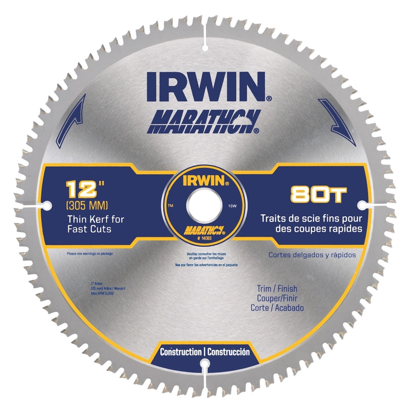 IRWIN - Irwin Marathon 12 in. D X 1 in. Carbide Circular Saw Blade 80 teeth 1 pk