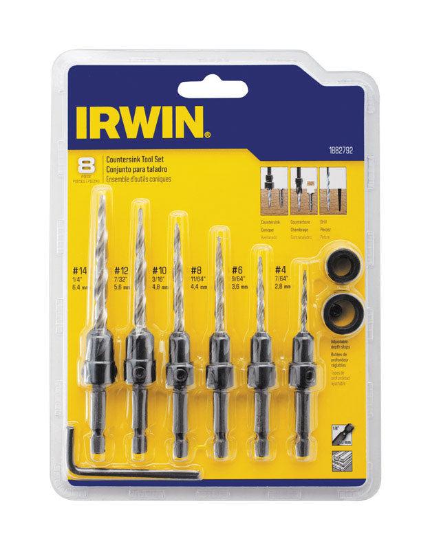 IRWIN - Irwin Multi Size  D Steel Wood Countersink 8 pc