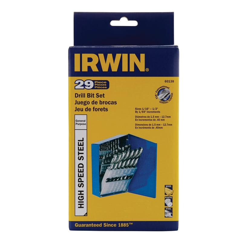 IRWIN - Irwin High Speed Steel Drill Bit Set Straight Shank 29 pc