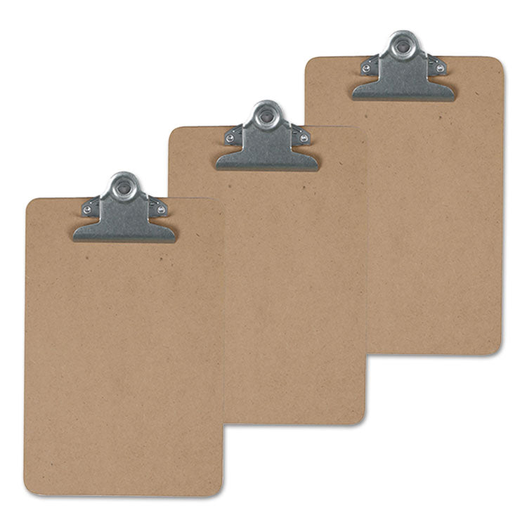 Universal - Hardboard Clipboard, 1.25" Clip Capacity, Holds 8.5 x 14 Sheets, Brown, 3/Pack