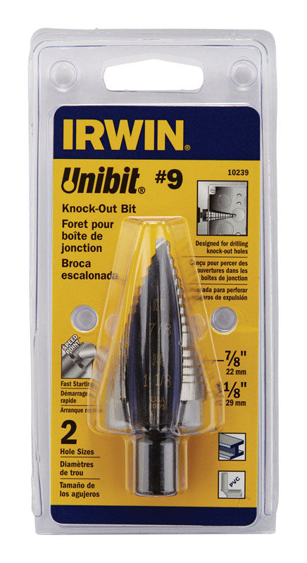 IRWIN - Irwin Unibit #9 X 6 in. L High Speed Steel Step Drill Bit Square Shank 1 pc