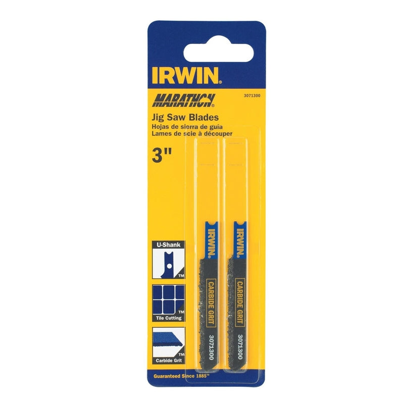 IRWIN - Irwin Marathon 3 in. Carbide Grit U-Shank Jig Saw Blade Assorted TPI 2 pk