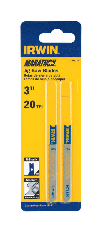 IRWIN - Irwin Marathon 3-1/4 in. Bi-Metal U-Shank Jig Saw Blade 20 TPI 2 pk