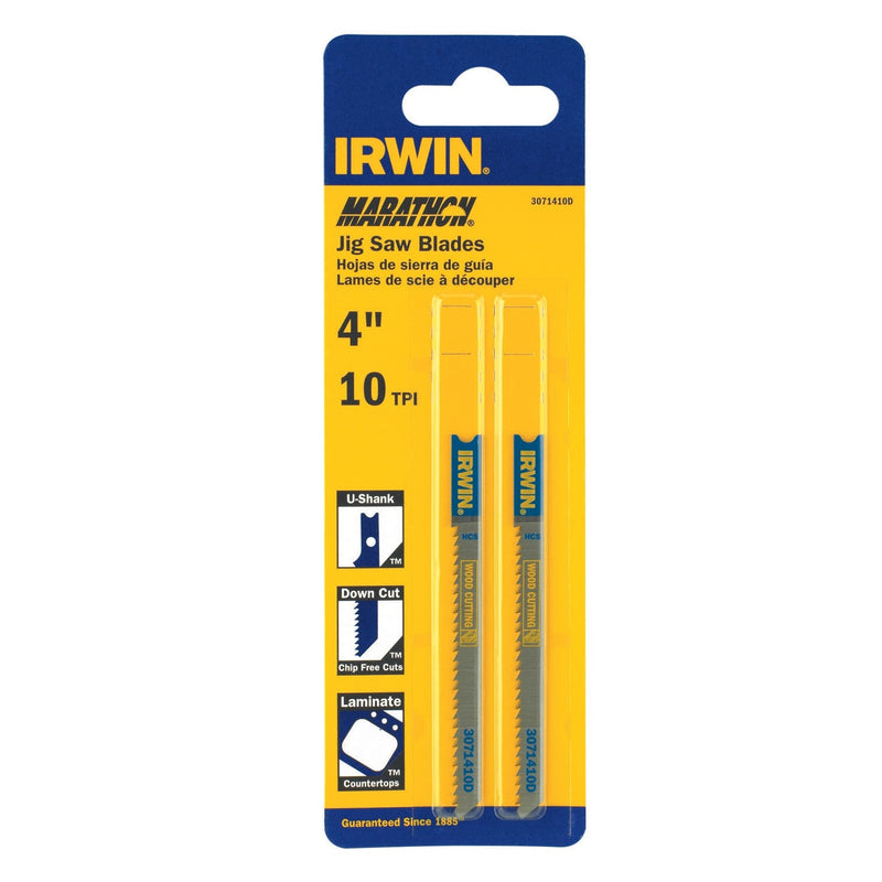 IRWIN - Irwin Marathon 4 in. Carbon Steel U-Shank Jig Saw Blade 10 TPI 2 pk [3071410D]