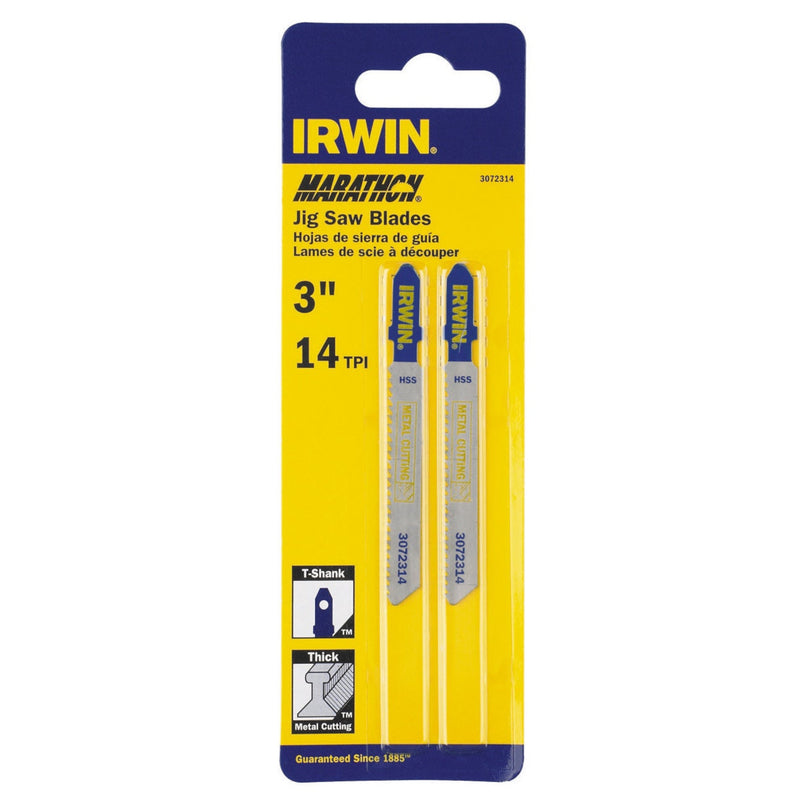 IRWIN - Irwin Marathon 3 in. High Speed Steel T-Shank Jig Saw Blade 14 TPI 2 pk