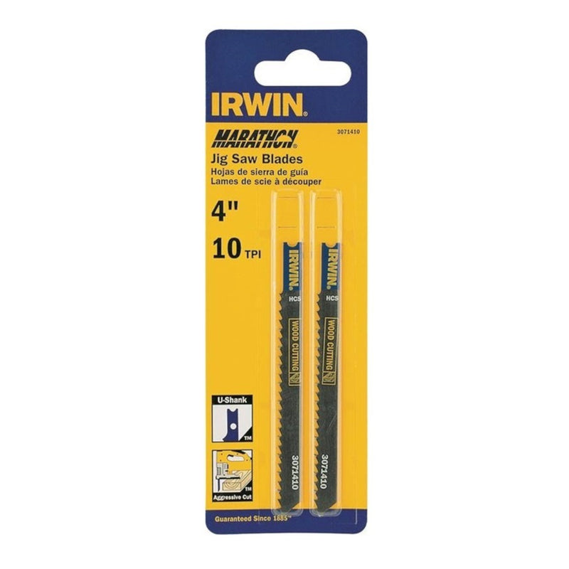 IRWIN - Irwin Marathon 4 in. Carbon Steel U-Shank Jig Saw Blade 10 TPI 2 pk [3071410]