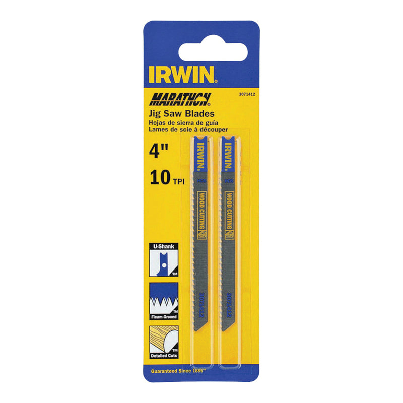 IRWIN - Irwin Marathon 4 in. Carbon Steel U-Shank Jig Saw Blade 10 TPI 2 pk [3071412]