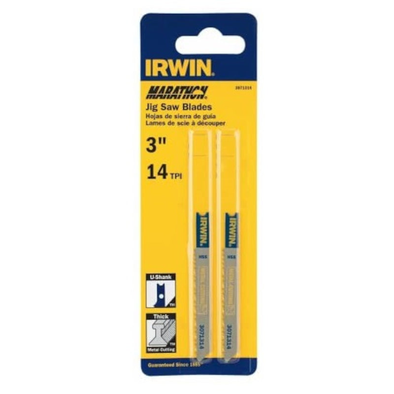 IRWIN - Irwin Marathon 3 in. Bi-Metal U-Shank Jig Saw Blade 14 TPI 2 pk