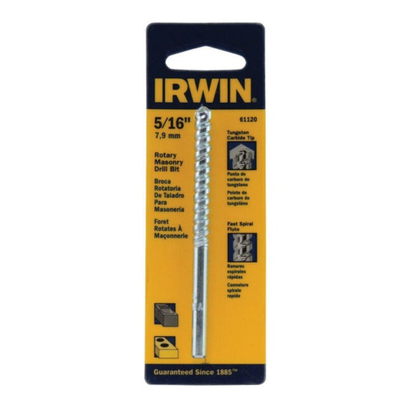 IRWIN - Irwin 5/16 in. X 4 in. L Carbide Tipped Rotary Drill Bit Straight Shank 1 pc