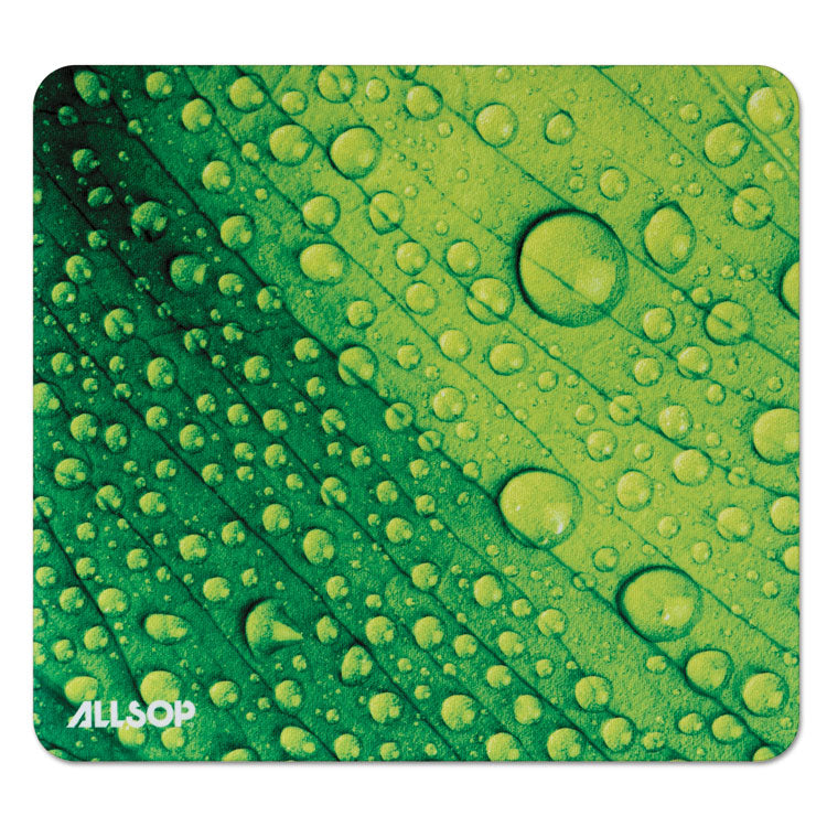 Allsop - Naturesmart Mouse Pad, 8.5 x 8, Leaf Raindrop Design