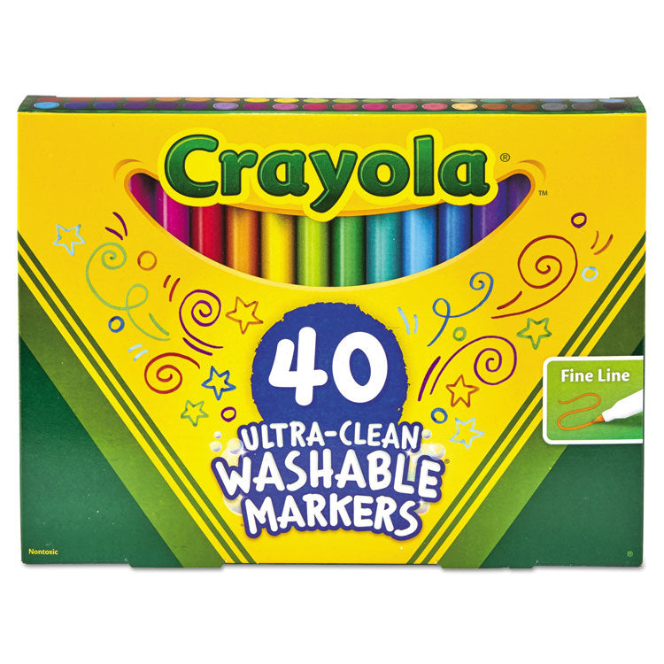 Crayola - Ultra-Clean Washable Markers, Fine Bullet Tip, Assorted Colors, 40/Set