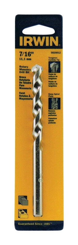 IRWIN - Irwin 7/16 in. X 6 in. L Tungsten Carbide Tipped Rotary Drill Bit Straight Shank 1 pc