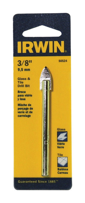 IRWIN - Irwin 3/8 in. X 4 in. L Carbide Tipped Glass/Tile Drill Bit Straight Shank 1 pk