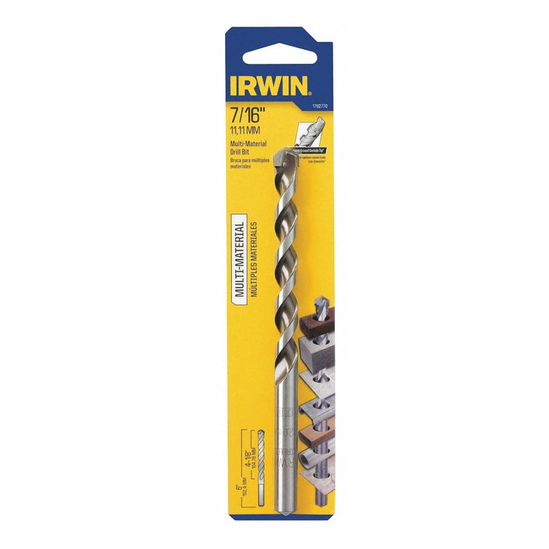 IRWIN - Irwin Jobber 7/16 in. X 5 in. L Multi-Material Jobber Length Masonry Drill Bit Straight Shank 1 pc