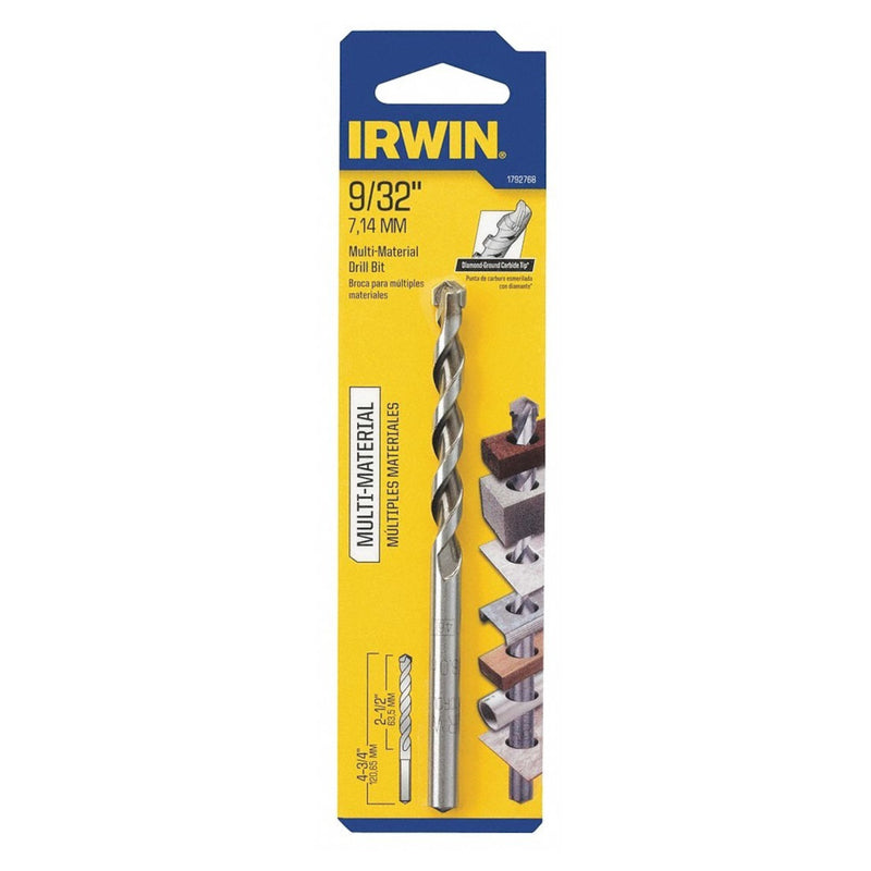 IRWIN - Irwin 9/32 in. X 4 in. L Multi-Material Jobber Length Masonry Drill Bit Straight Shank 1 pc