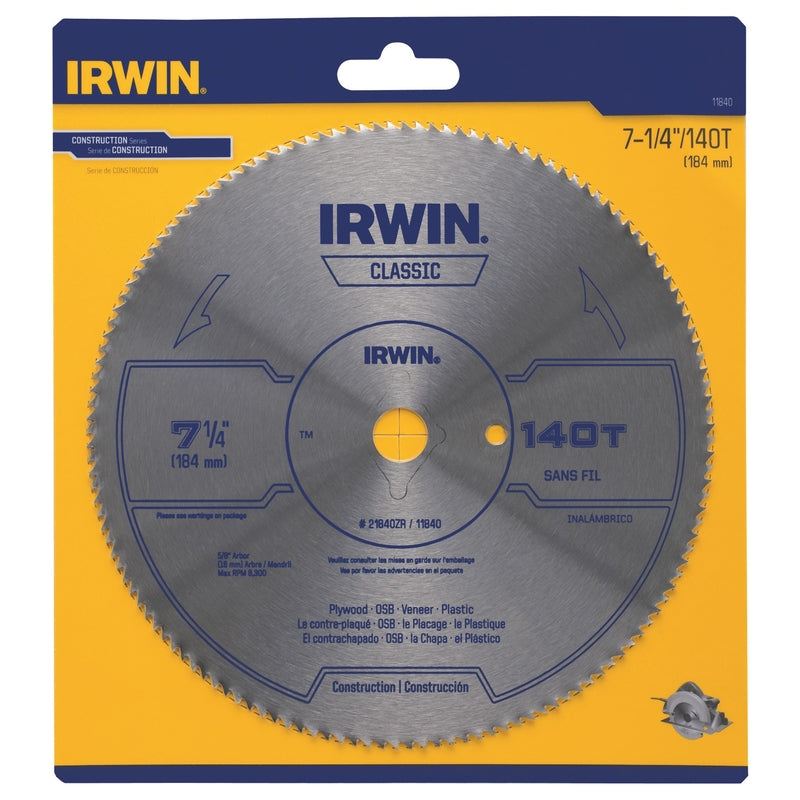 IRWIN - Irwin 7-1/4 in. D X 5/8 in. Classic Steel Circular Saw Blade 140 teeth 1 pk