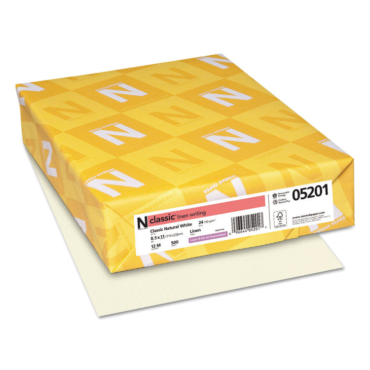 Neenah Paper - CLASSIC Linen Stationery, 24 lb Bond Weight, 8.5 x 11, Classic Natural White, 500/Ream