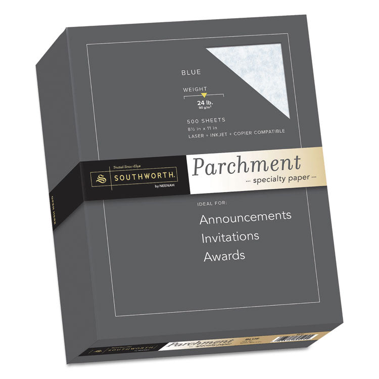 Southworth - Parchment Specialty Paper, 24 lb Bond Weight, 8.5 x 11, Blue, 500/Ream