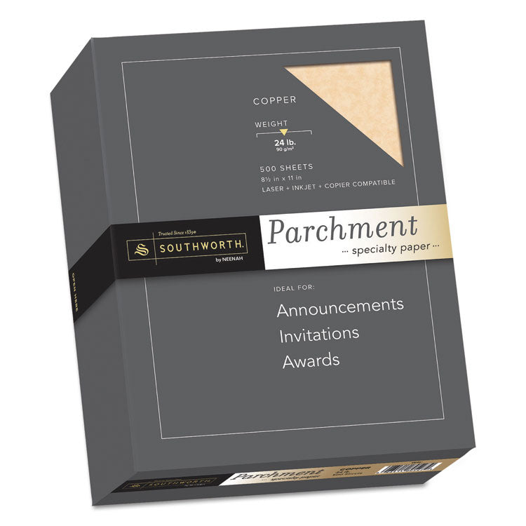 Southworth - Parchment Specialty Paper, 24 lb Bond Weight, 8.5 x 11, Copper, 500/Box