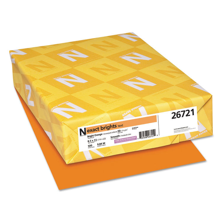 Neenah Paper - Exact Brights Paper, 20 lb Bond Weight, 8.5 x 11, Bright Orange, 500/Ream