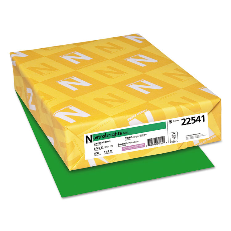 Astrobrights - Color Paper, 24 lb Bond Weight, 8.5 x 11, Gamma Green, 500 Sheets/Ream