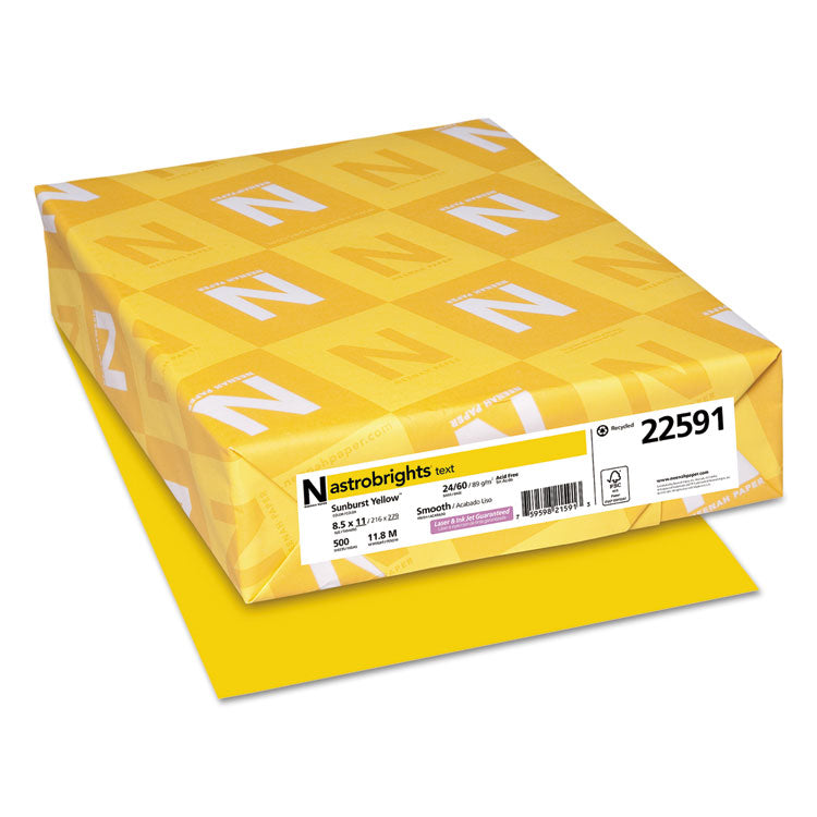 Astrobrights - Color Paper, 24 lb Bond Weight, 8.5 x 11, Sunburst Yellow, 500/Ream