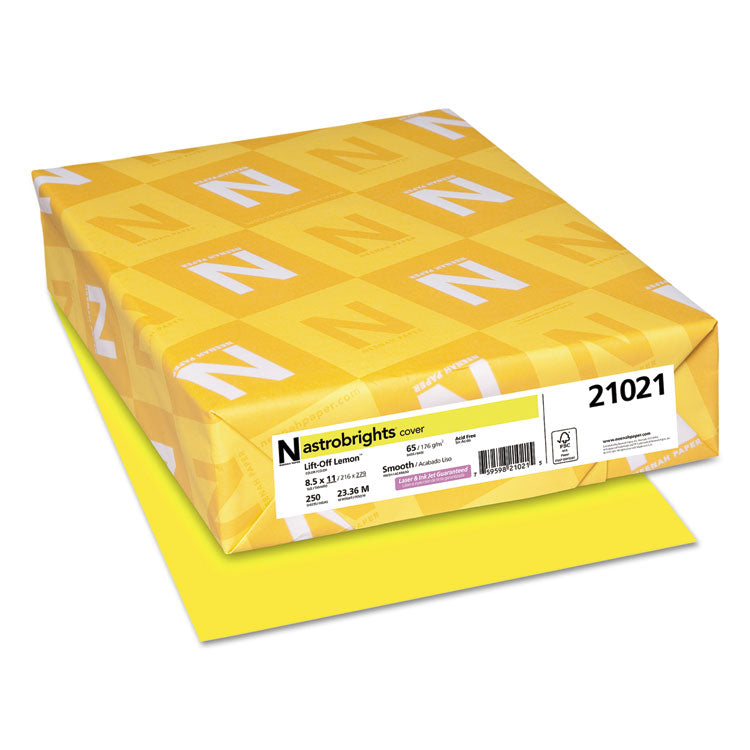 Astrobrights - Color Cardstock, 65 lb Cover Weight, 8.5 x 11, Lift-Off Lemon, 250/Pack