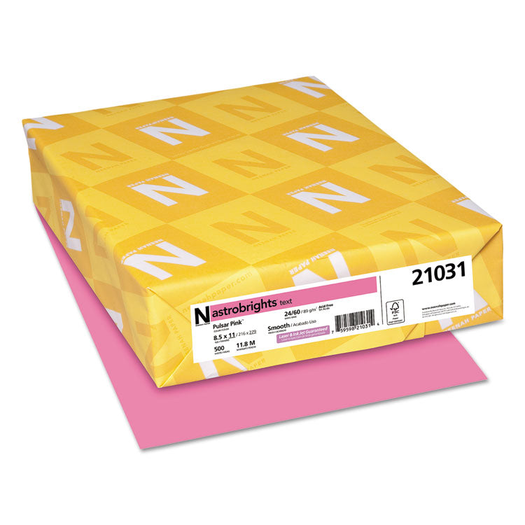 Astrobrights - Color Paper, 24 lb Bond Weight, 8.5 x 11, Pulsar Pink, 500/Ream