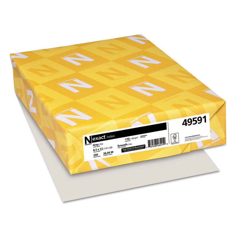 Neenah Paper - Exact Index Card Stock, 110 lb Index Weight, 8.5 x 11, Gray, 250/Pack