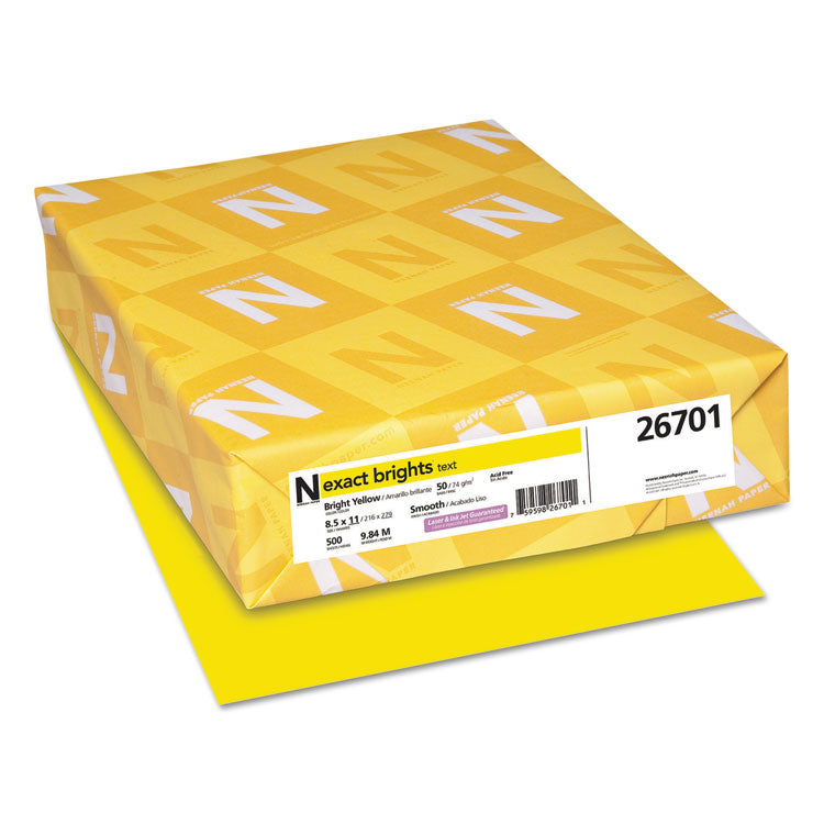 Neenah Paper - Exact Brights Paper, 20 lb Bond Weight, 8.5 x 11, Bright Yellow, 500/Ream