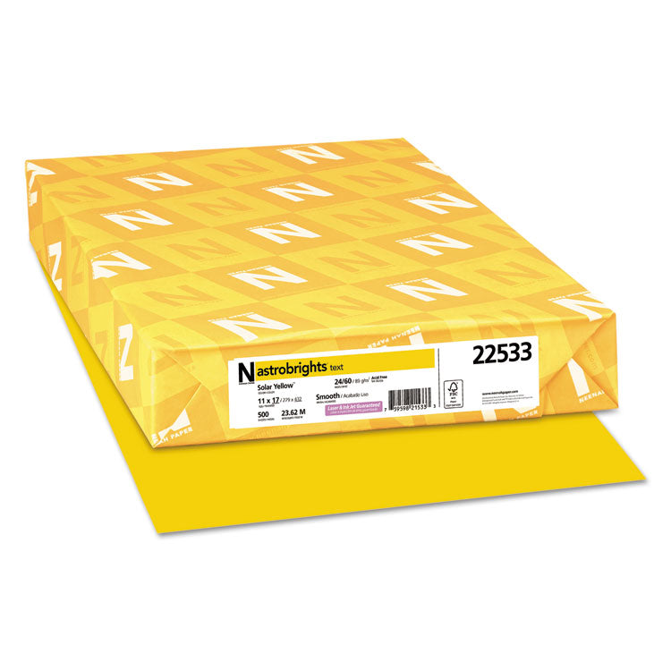 Astrobrights - Color Paper, 24 lb Bond Weight, 11 x 17, Solar Yellow, 500/Ream