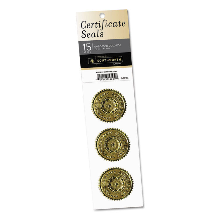 Southworth - Certificate Seals, 1.75" dia., Gold, 3/Sheet, 5 Sheets/Pack