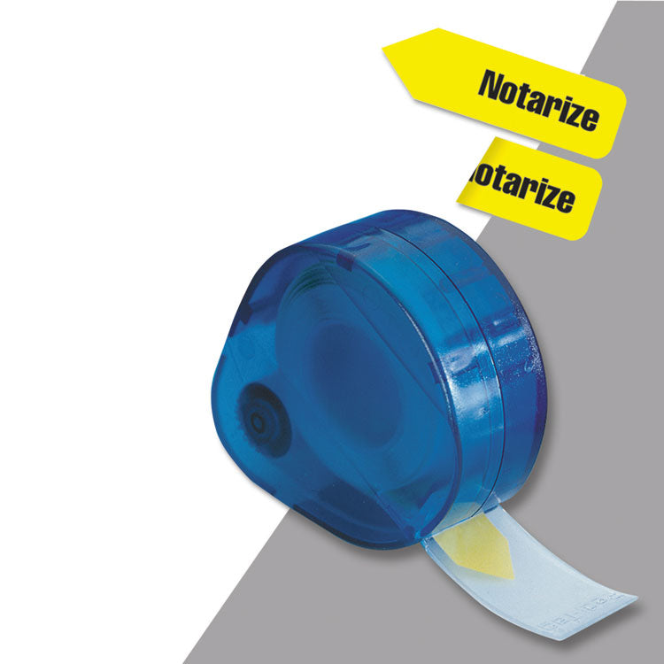 Redi-Tag - Arrow Message Page Flags in Dispenser, "Notarize", Yellow, 120 Flags/Dispenser