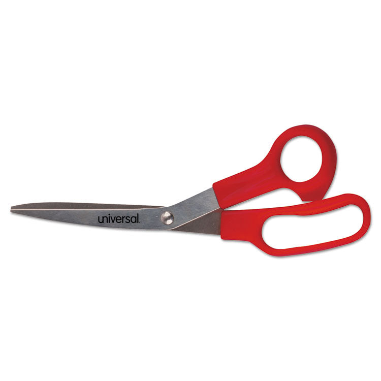 Universal - General Purpose Stainless Steel Scissors, 7.75" Long, 3" Cut Length, Red Offset Handles, 3/Pack