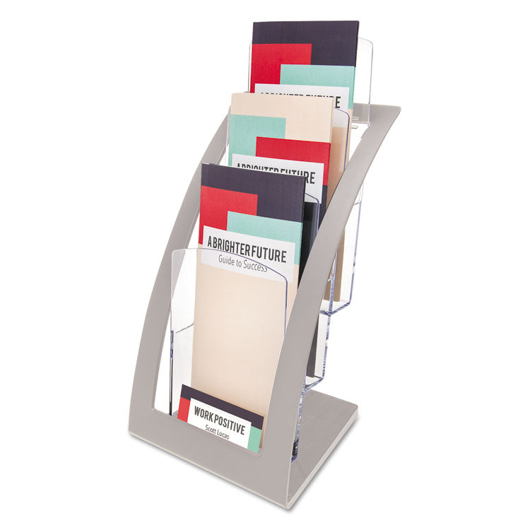 deflecto - 3-Tier Literature Holder, Leaflet Size, 6.75w x 6.94d x 13.31h, Silver