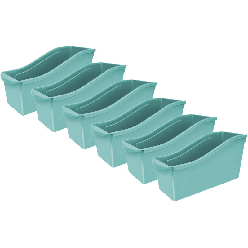 STOREX - Large Book Bin, Teal, Pack of 6