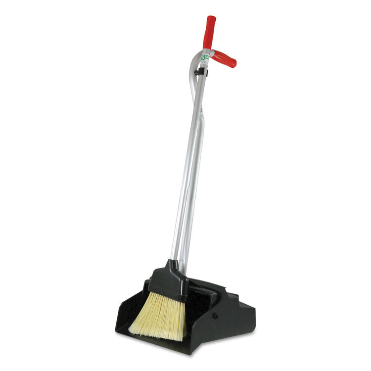 Unger - Ergo Dustpan With Broom, 12w x 33h, Metal with Vinyl Coated Handle, Red/Silver