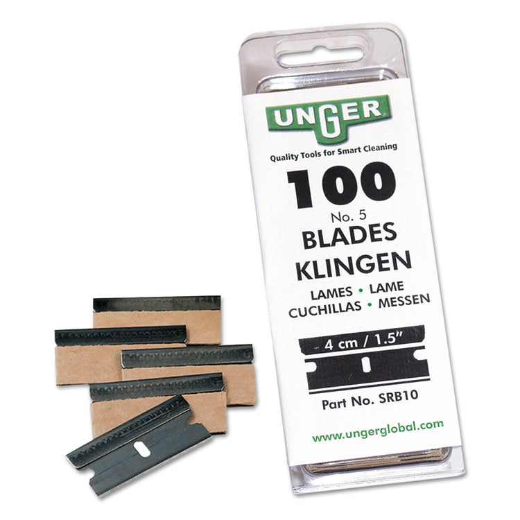 Unger - Safety Scraper Replacement Blades, #9, Stainless Steel, 100/Box