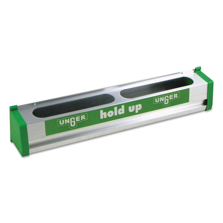 Unger - Hold Up Aluminum Tool Rack, 18w x 3.5d x 3.5h, Aluminum/Green