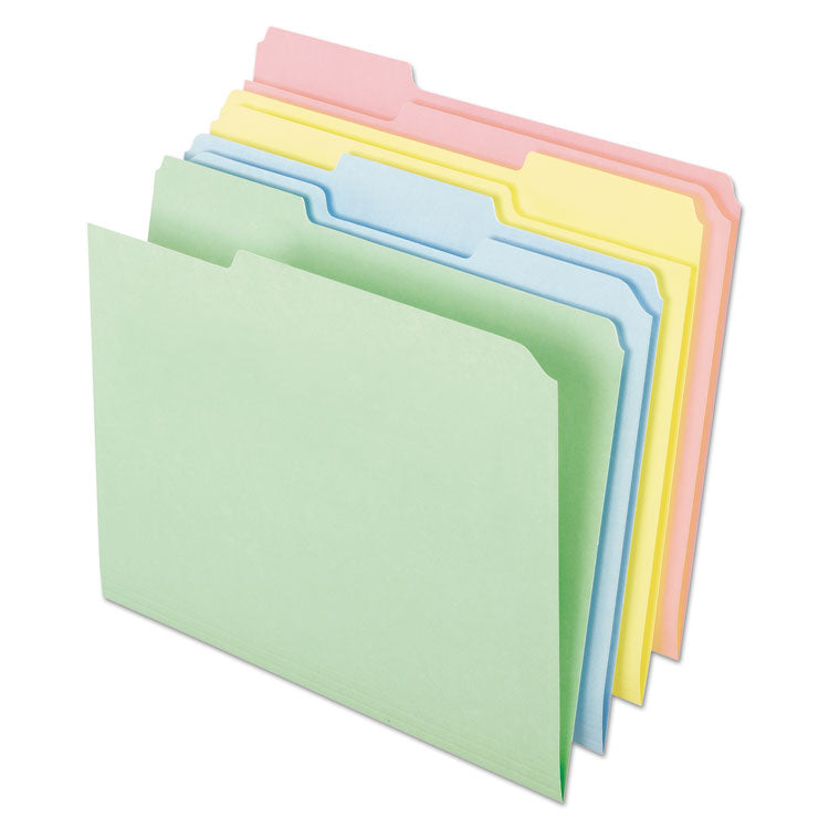 Pendaflex - Pastel Colored File Folders, 1/3-Cut Tabs: Assorted, Letter Size, Assorted Colors, 100/Box