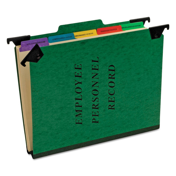 Pendaflex - Hanging-Style Personnel Folders, 5 Dividers with 1/5-Cut Tabs, Letter Size, 1/3-Cut Exterior Tabs, Green