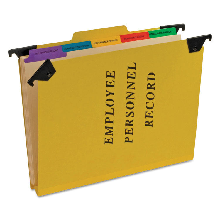 Pendaflex - Hanging-Style Personnel Folders, 5 Dividers with 1/5-Cut Tabs, Letter Size, 1/3-Cut Exterior Tabs, Yellow