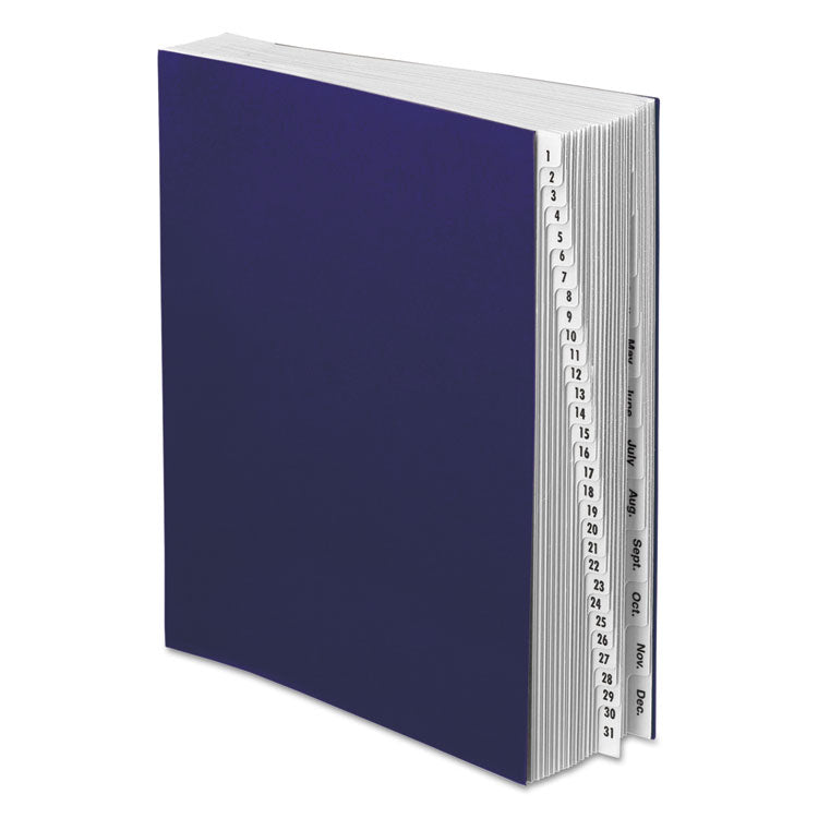 Pendaflex - Expanding Desk File, 42 Dividers, Month/Date Index, Letter Size, Dark Blue Cover